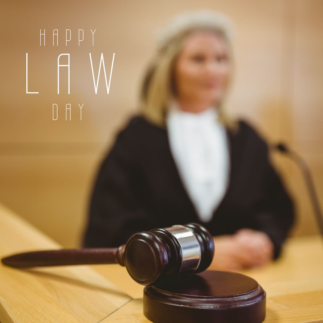 Gavel in Foreground with Judge Celebrating Law Day