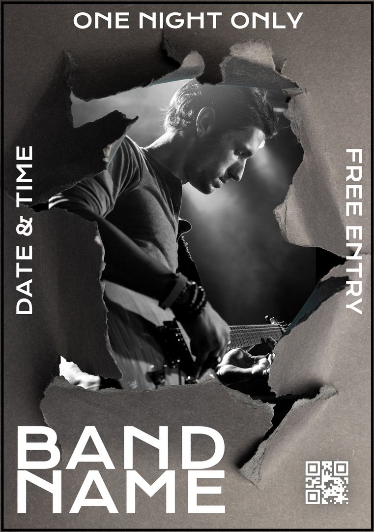 Energetic Live Music Concert Poster with Guitar Player