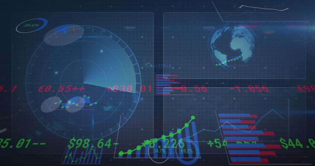 Futuristic Financial Data Interface with Global Metrics