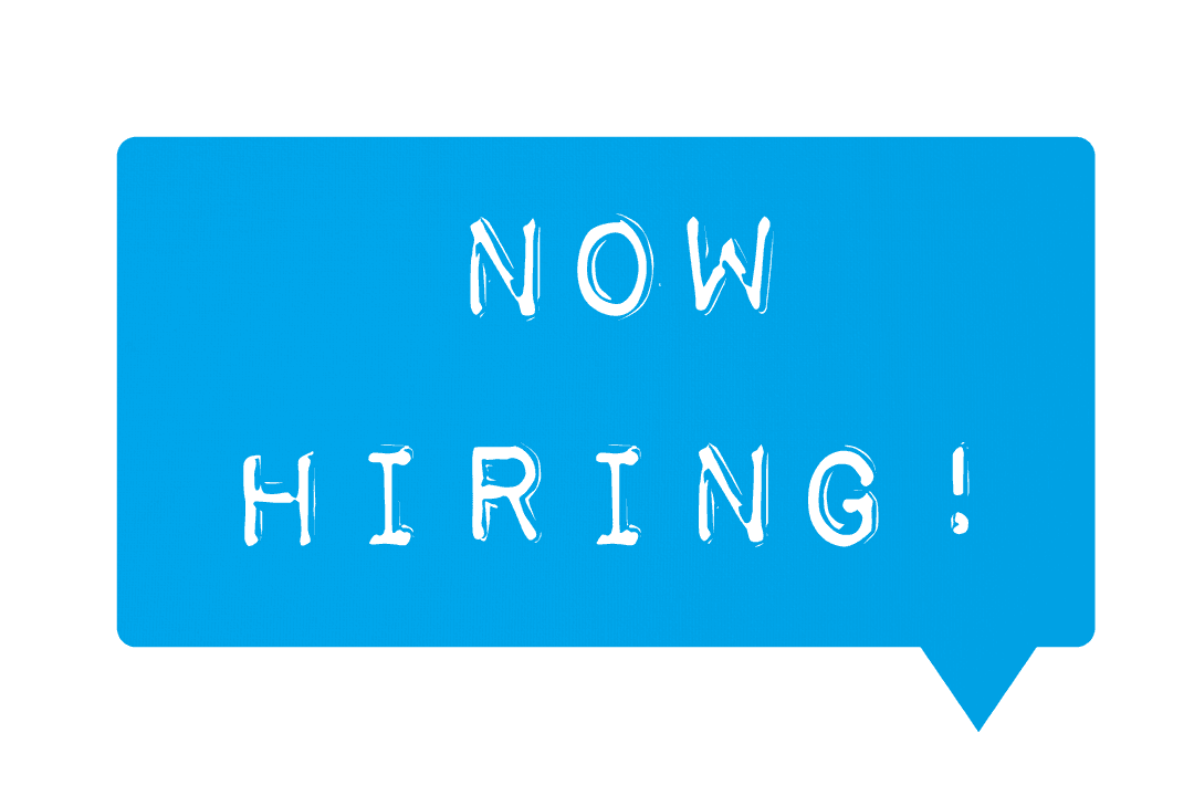 Transparent Now Hiring Sign in Blue Speech Bubble