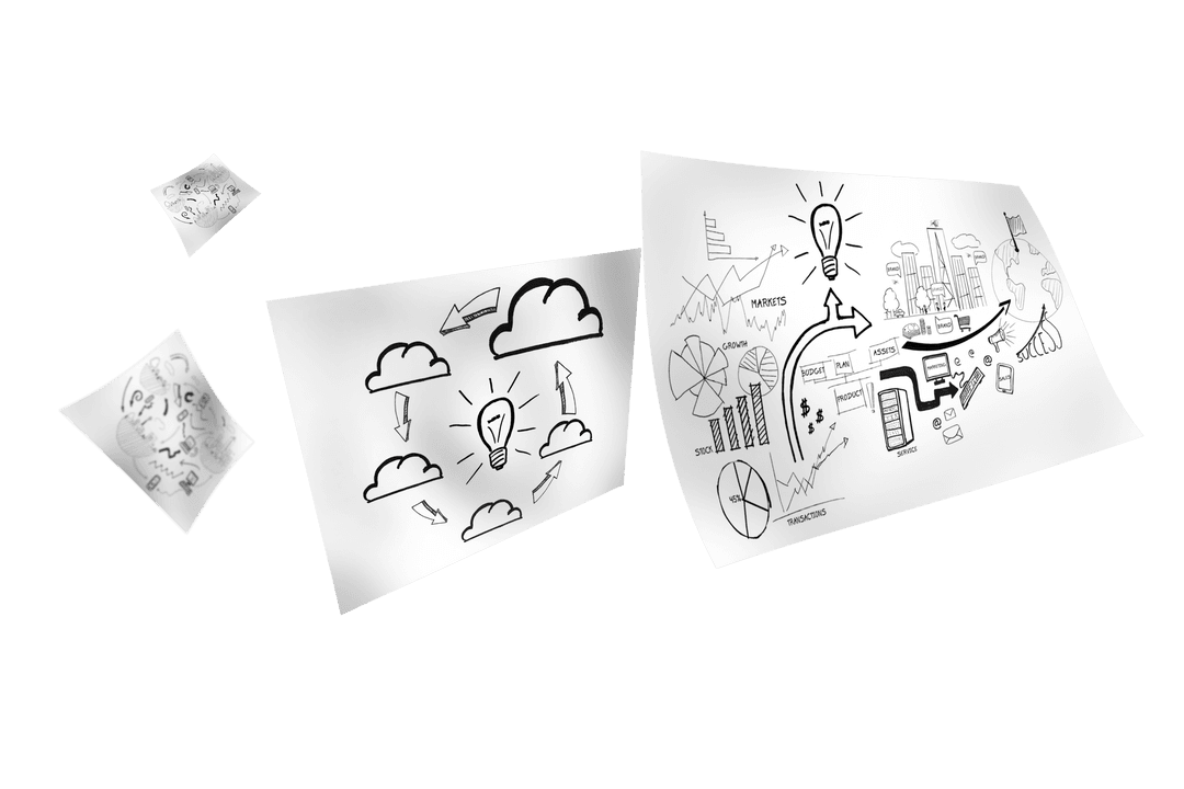 Transparent Vision Boards with Lamp and Cloud Symbols