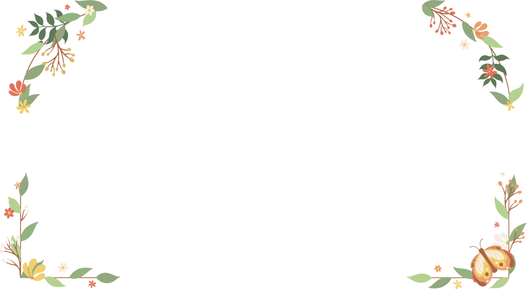 Transparent Floral Frame with Colorful Flowers and Leaves