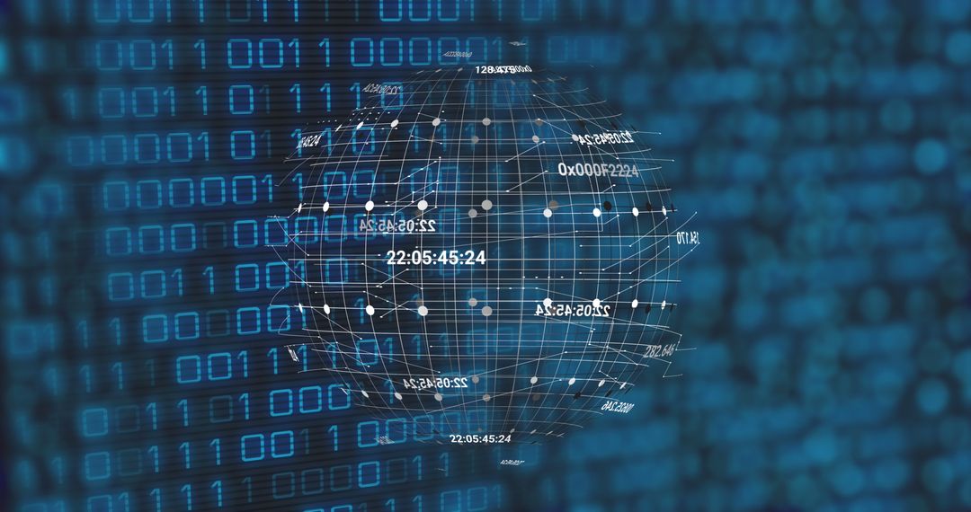 Digital Earth Sphere with Binary Code Matrix - Free Images, Stock Photos and Pictures on Pikwizard.com