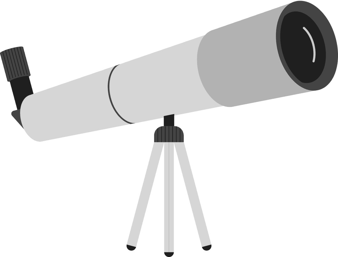 Grey Telescope Illustration on Transparent Background