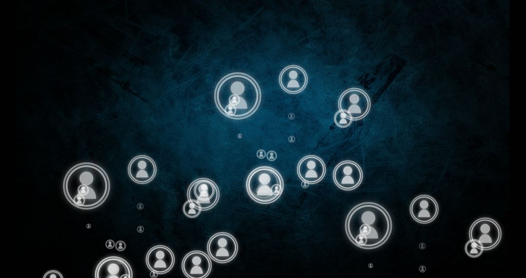 Abstract Floating Profile Icons on Dark Background