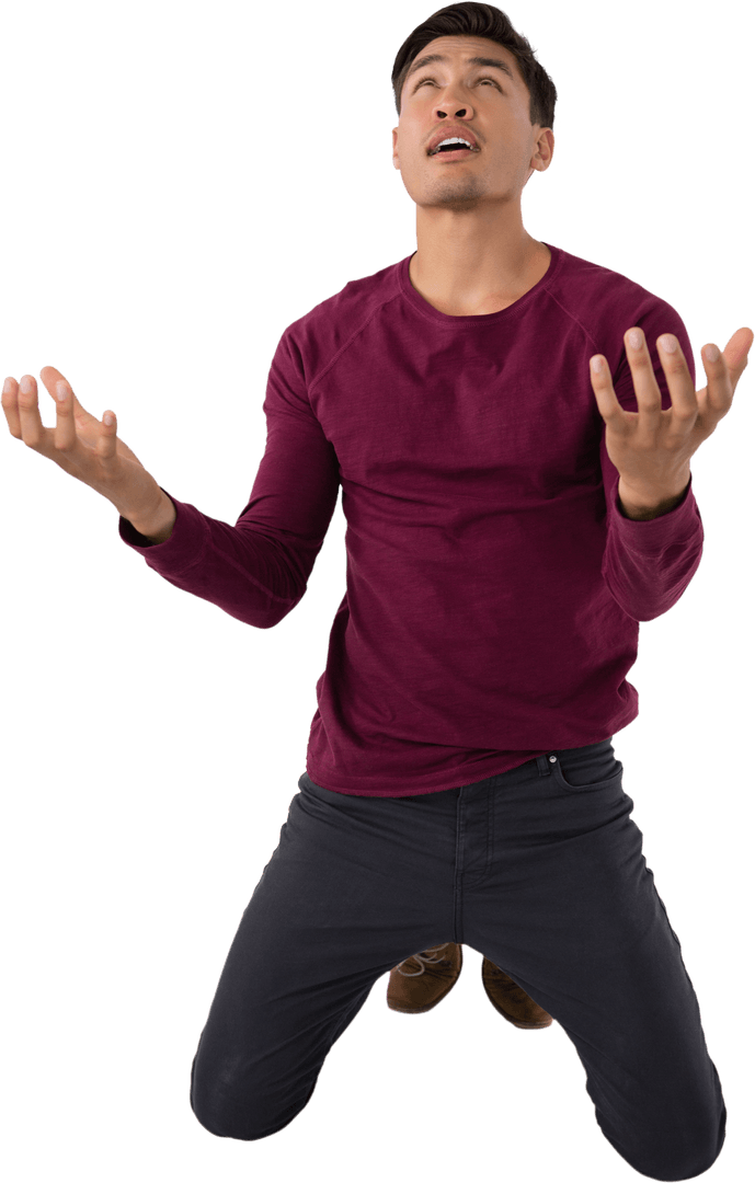 Frustrated Businessman in Dramatic Gesture on White Background