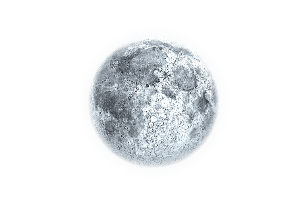 Realistic White Moon Illustration on Transparent Background
