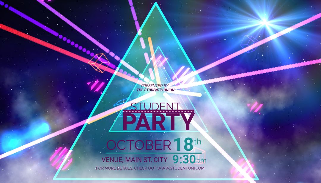 Cosmic-Themed University Student Party Invitation Design