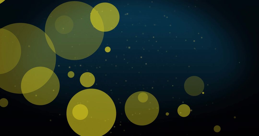 Yellow Light Spots on Dark Blue Background with Particles