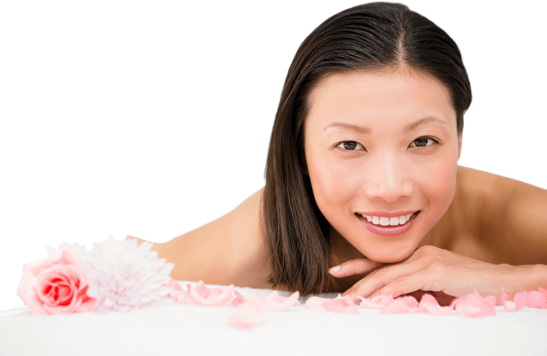 Transparent Smiling Woman Relaxing at Spa