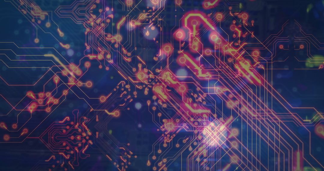 Abstract Digital Circuit Network with Futuristic Glow