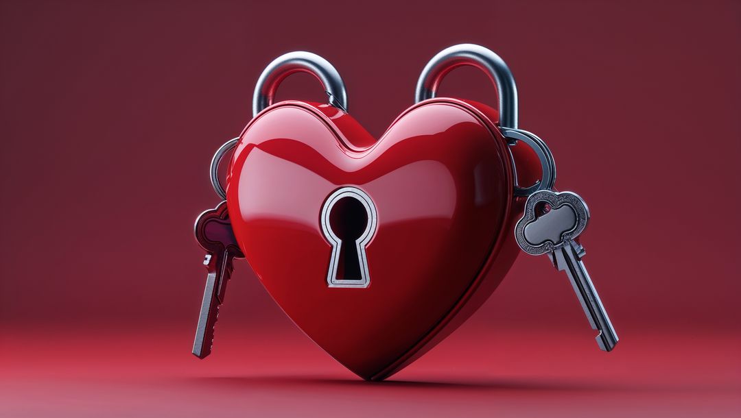 Heart-shaped lovers padlock symbolizing romantic security