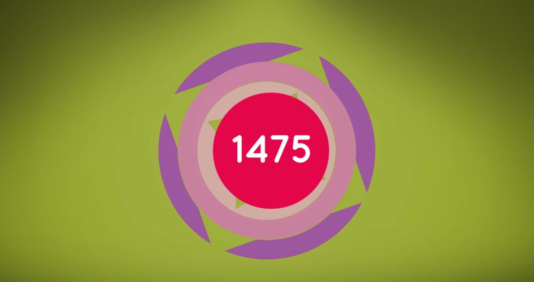 Digital Circle Interface Circling Number 1475 on Lime Background