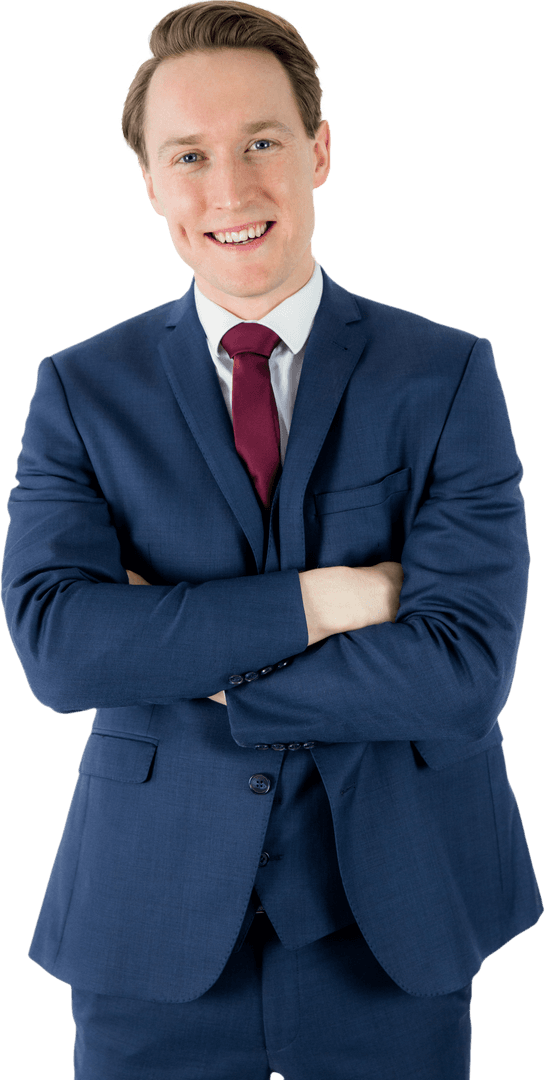 Transparent Confident Businessman Smiling with Crossed Arms