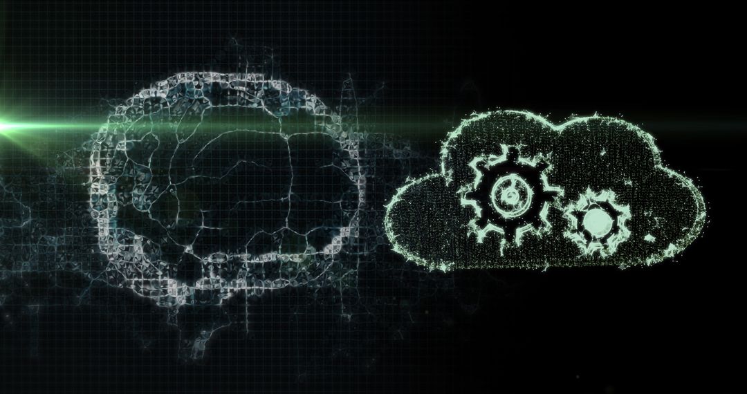 Digital Brain and Cloud with Gears Representing AI and Innovation
