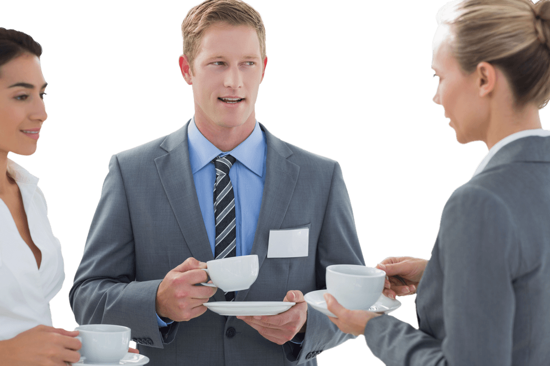 Diverse Business Team Discussing Over Coffee Transparent Background