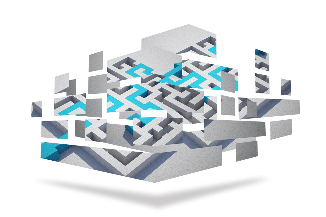 Transparent Geometric Cube with Maze Pattern and Blue Elements - Download Free Stock Images Pikwizard.com