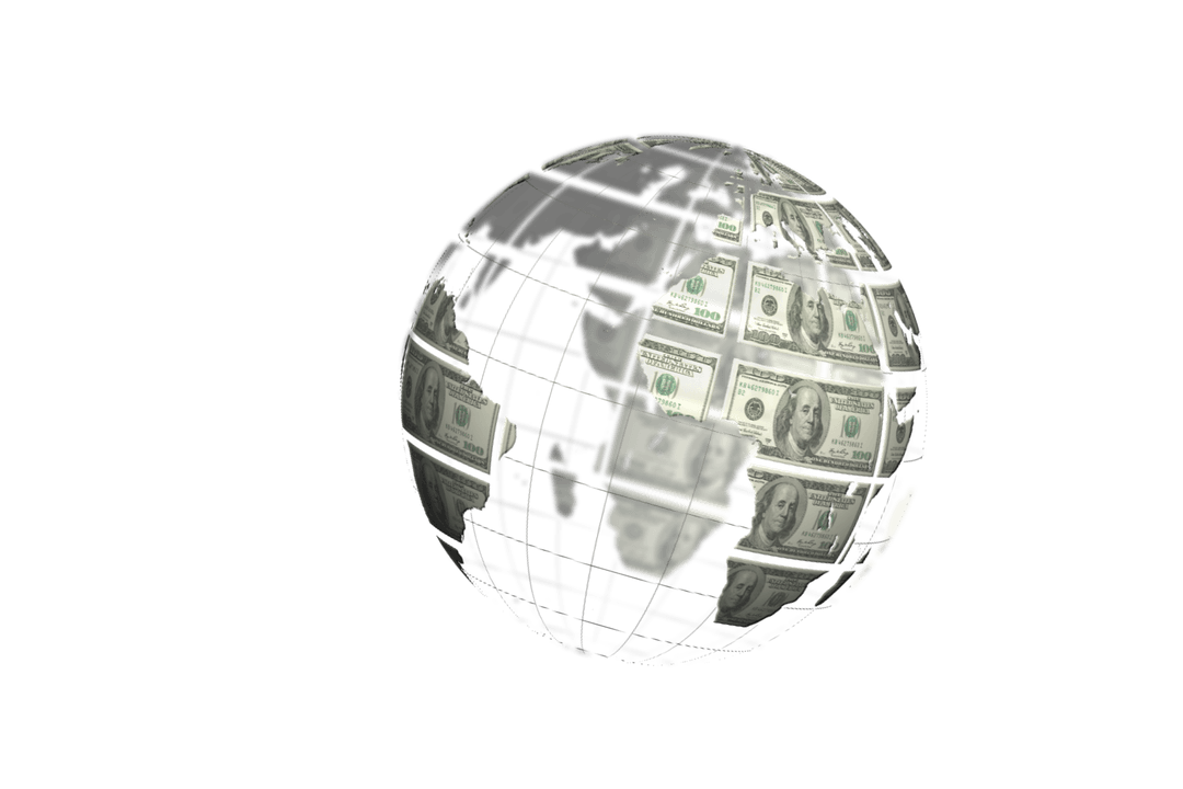 Global Finances Earth Design with Transparent Background