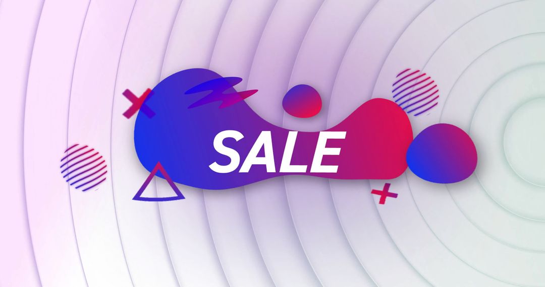 Colorful Geometric Shapes with Sale Text on Abstract Background