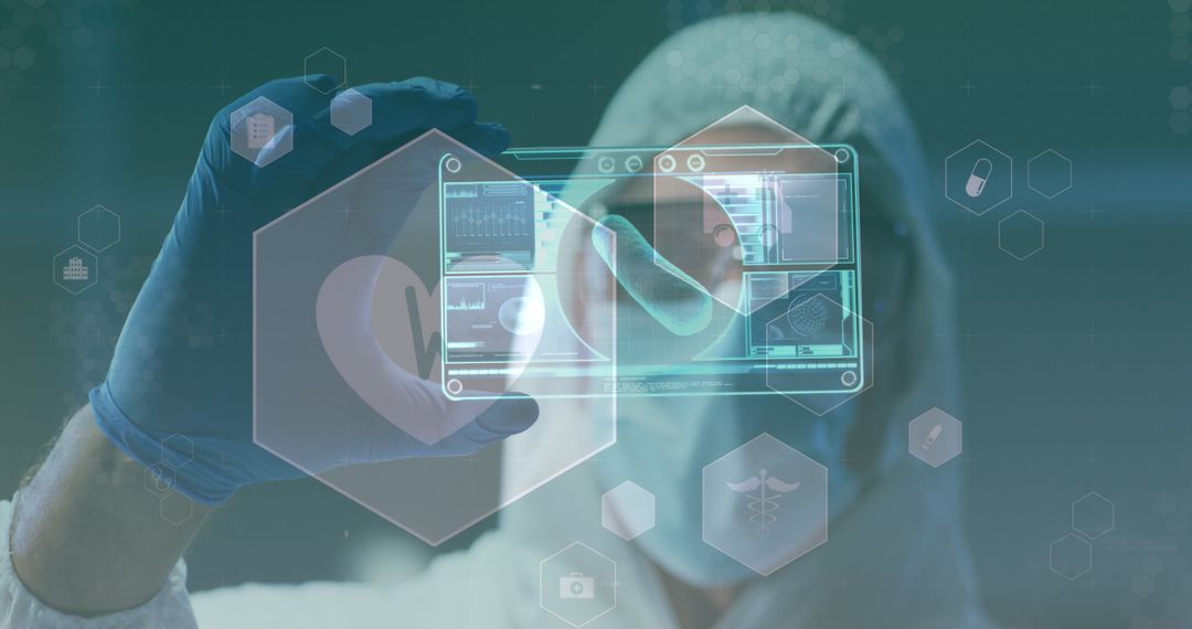 High-Tech Medical Interface with Doctor Analyzing Data