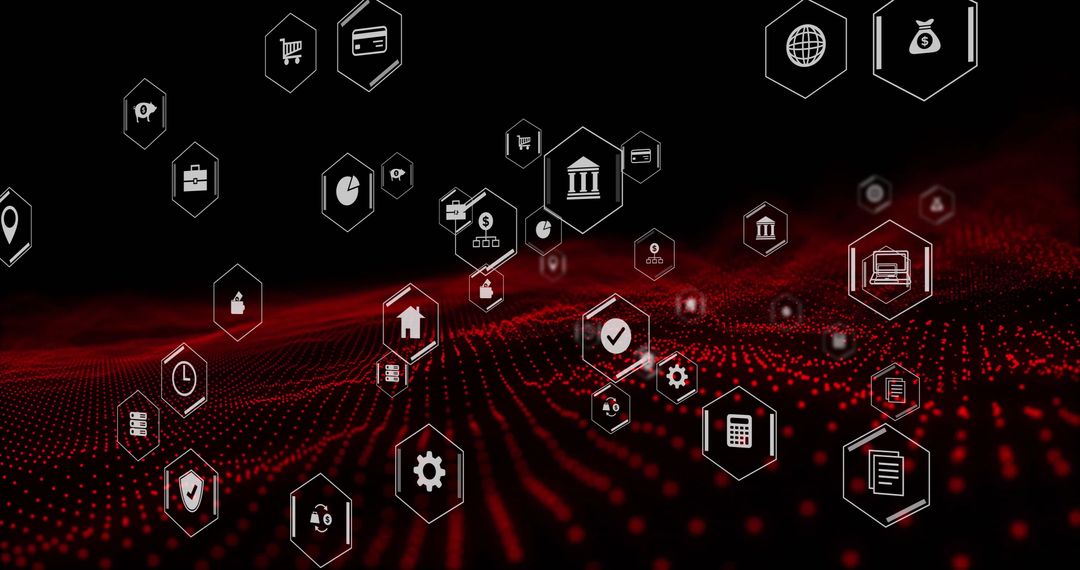 Digital Finance and Business Symbols on Abstract Background