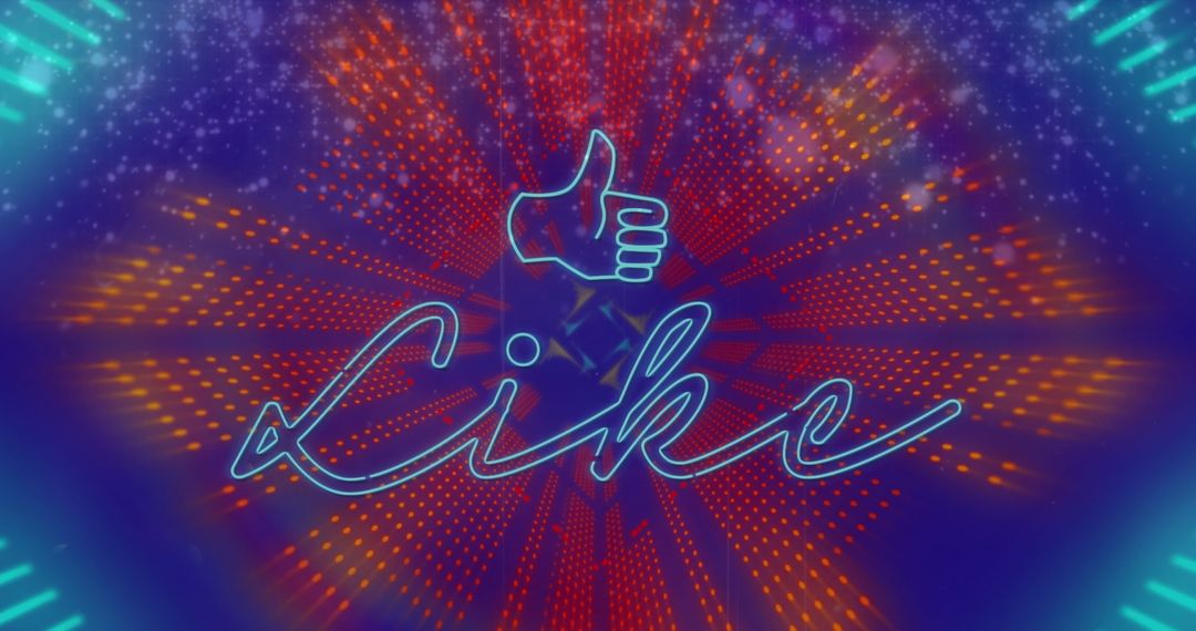 Neon Thumb Icon with Futuristic Tunnel Vibes