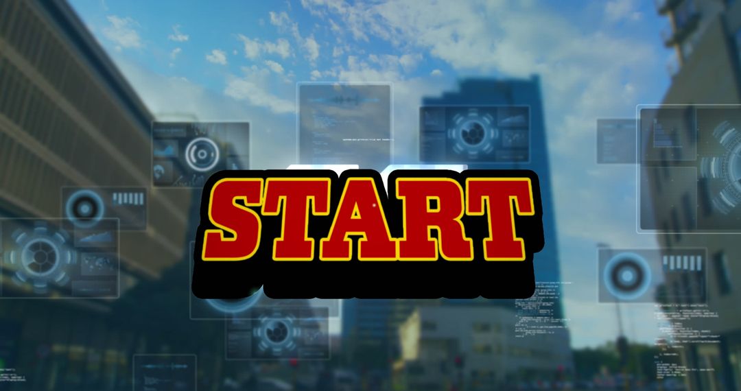 Digital Start Concept with Futuristic Interface Over Cityscape