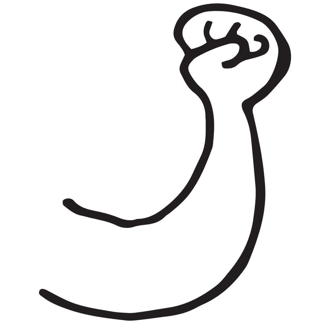 Transparent Black Outlined Clenched Fist Vector Illustration