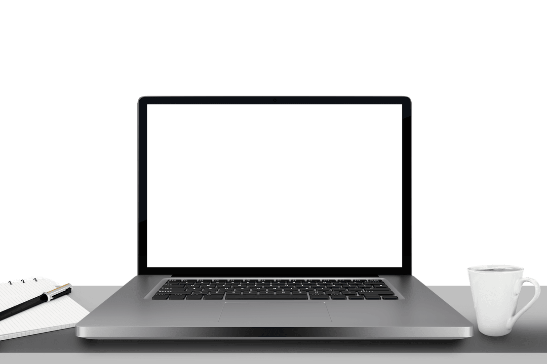 Laptop with Screen Display Blank on Transparent Background