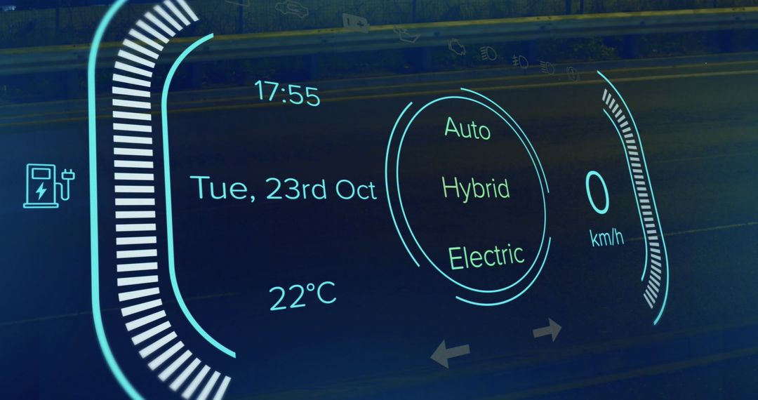Futuristic Electric Car Dashboard Interface Display