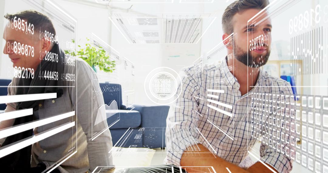 Modern Workspace with Digital Data and Professional Engagement