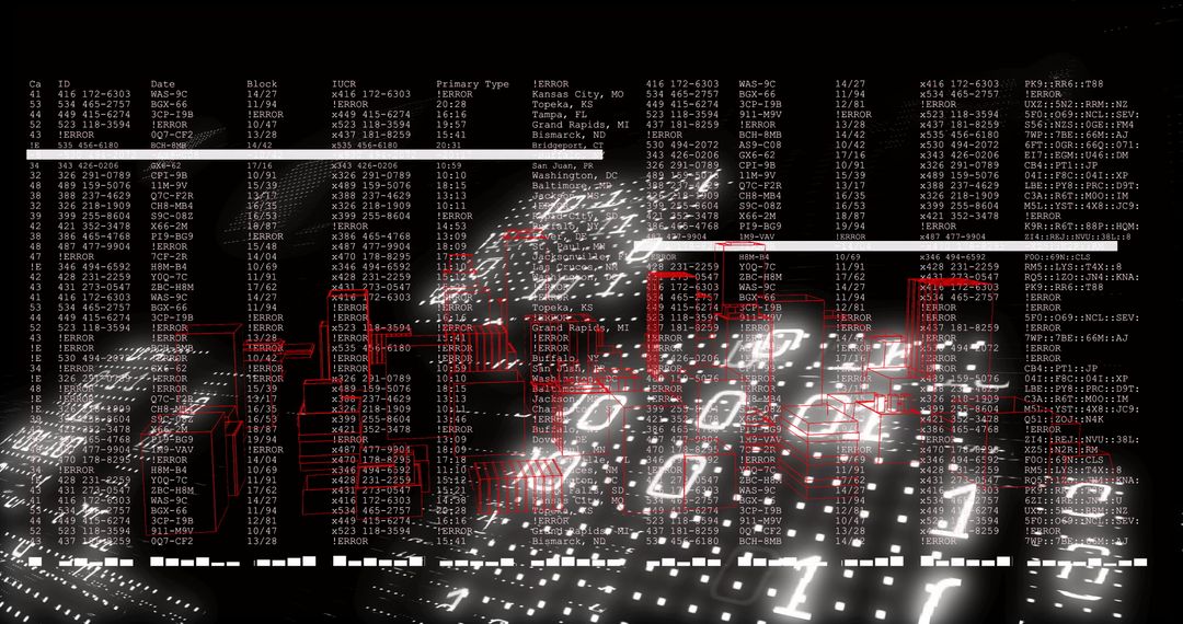 Futuristic Digital Grid with Illuminated Data and Code