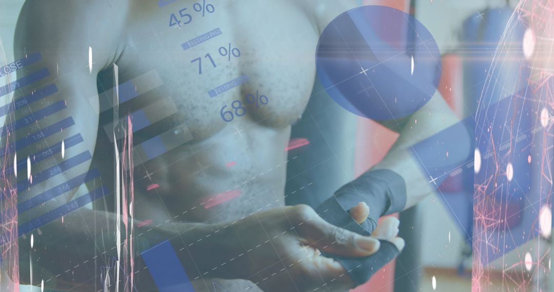 Boxer Preparing with Digital Data Overlay