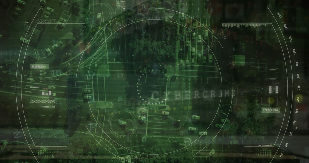 Cybercrime Warning with Digital Scope Targeting Cityscape