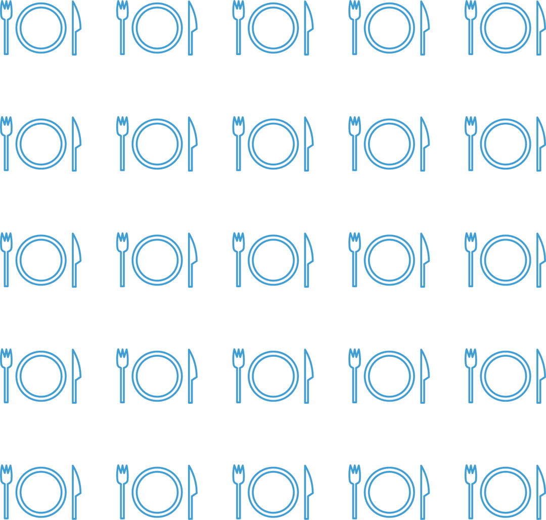 Seamless Transparent Background with Blue Cutlery Pattern