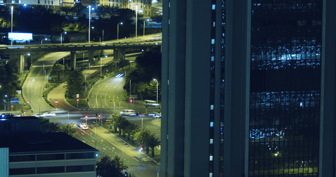 Cars Moving at Night Seen Through Elegant Tranparent Window