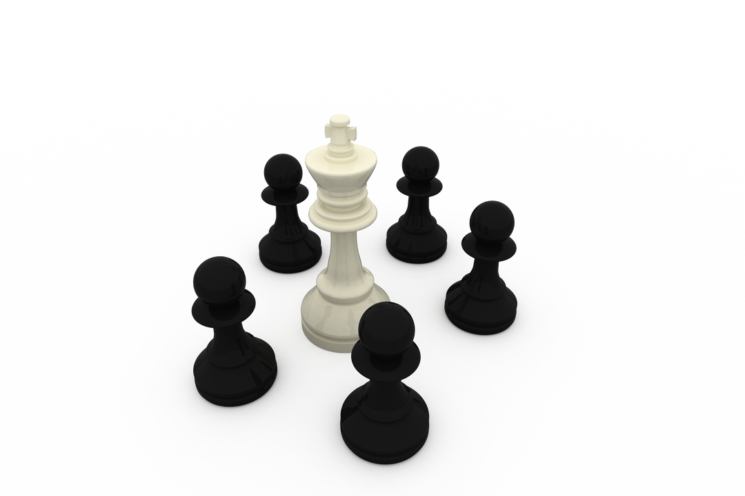 White Chess King Surrounded by Black Pawns Transparent Background - Download Free Stock Images Pikwizard.com