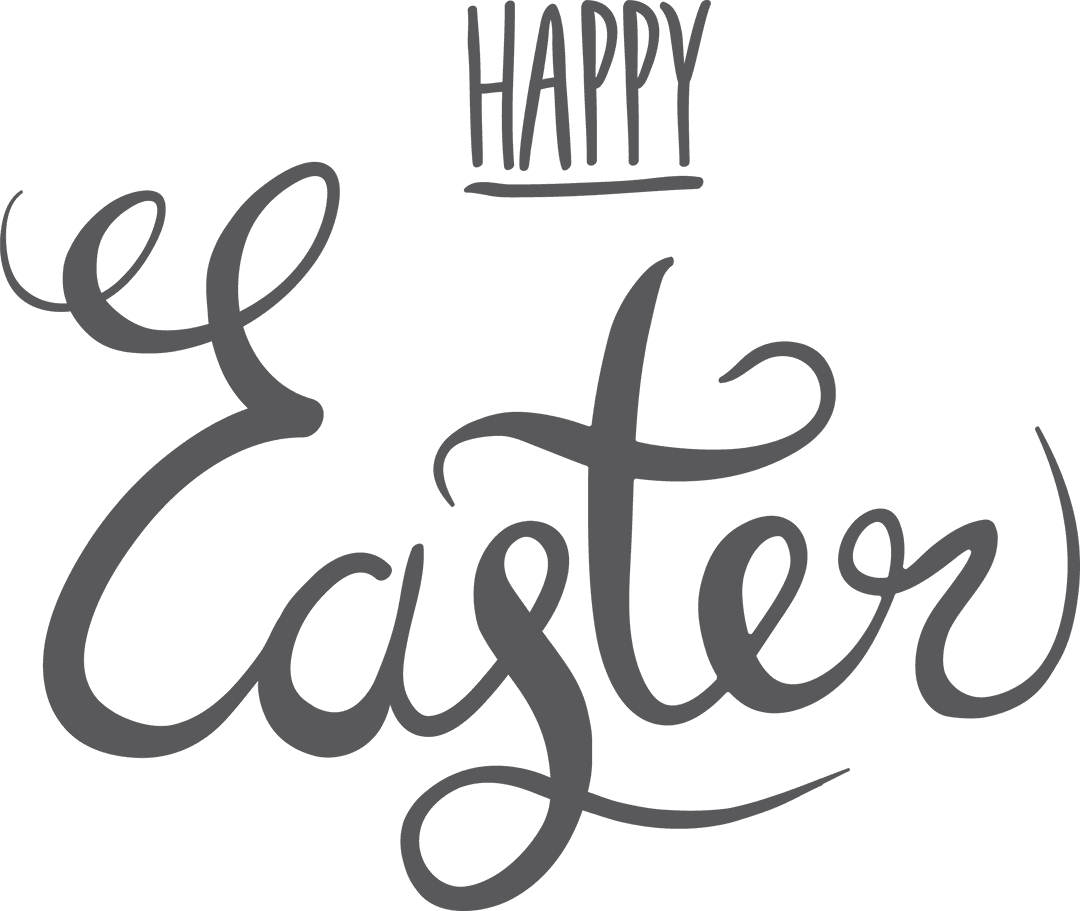 Festive Handwritten Happy Easter Text on Transparent Background