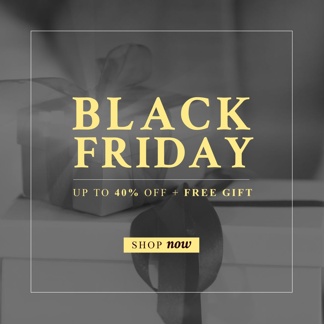 Composition of black friday sale offer text over present with ribbon - Download Free Stock Templates Pikwizard.com