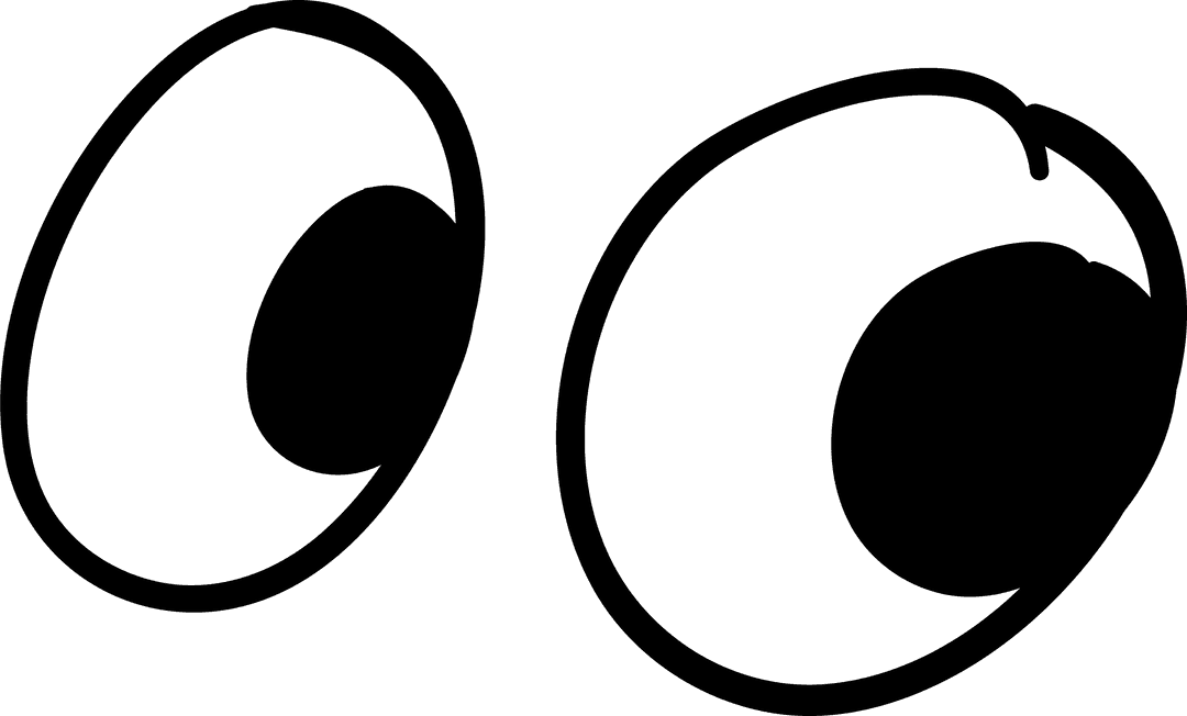 Pair of Cartoon Googly Eyes on Transparent Background