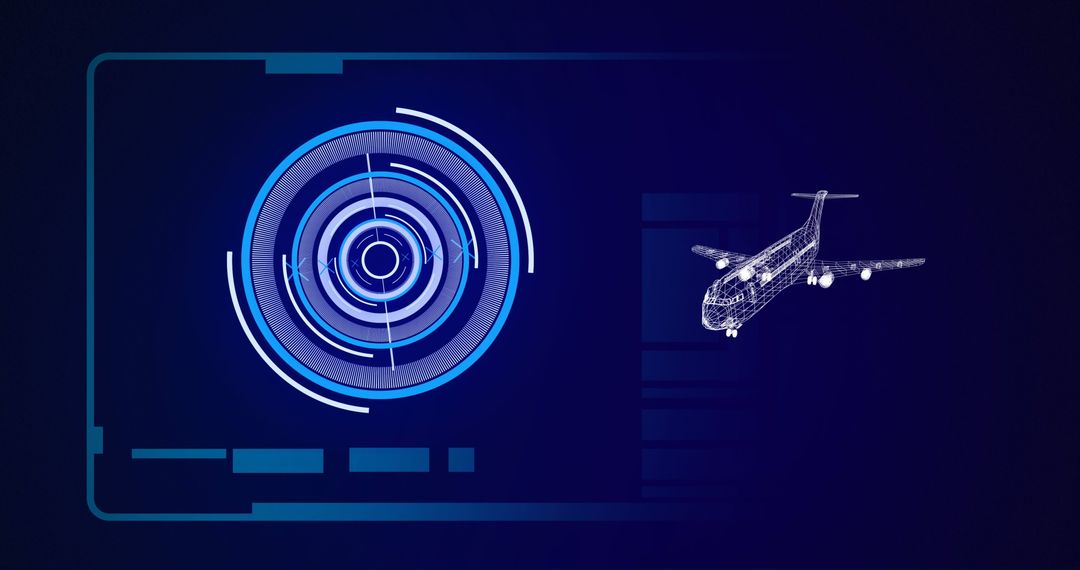 Digital Interface with Airplane Wireframe and Radar Scan