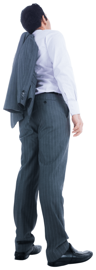 Back View of Asian Businessman Looking Up Transparent Background