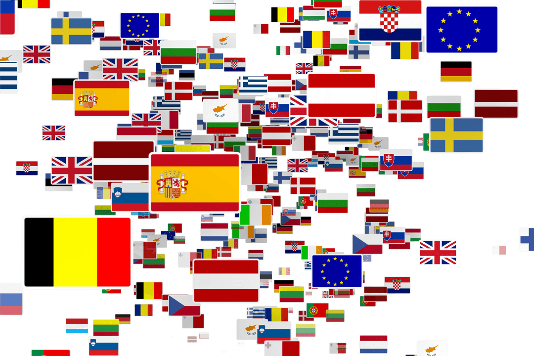 Diverse Global Flags Decorative on Transparent Background