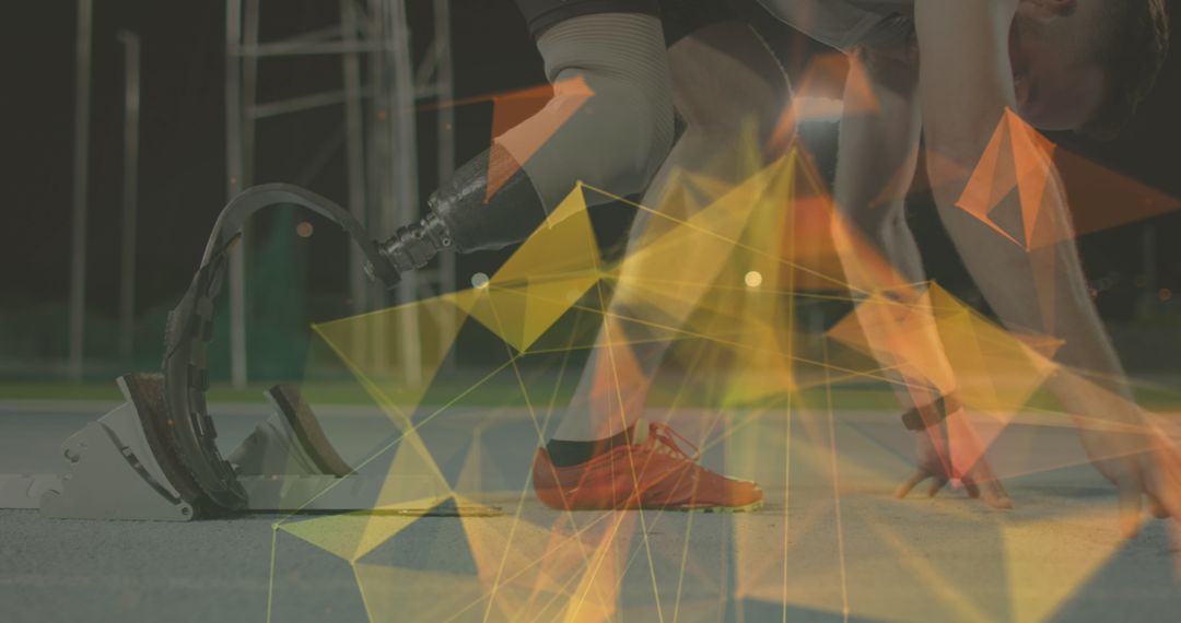 Adaptive Athlete with Running Blade in Dynamic Posture