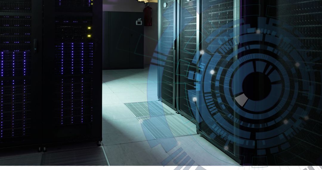 Futuristic Interface Inside High-Tech Server Room
