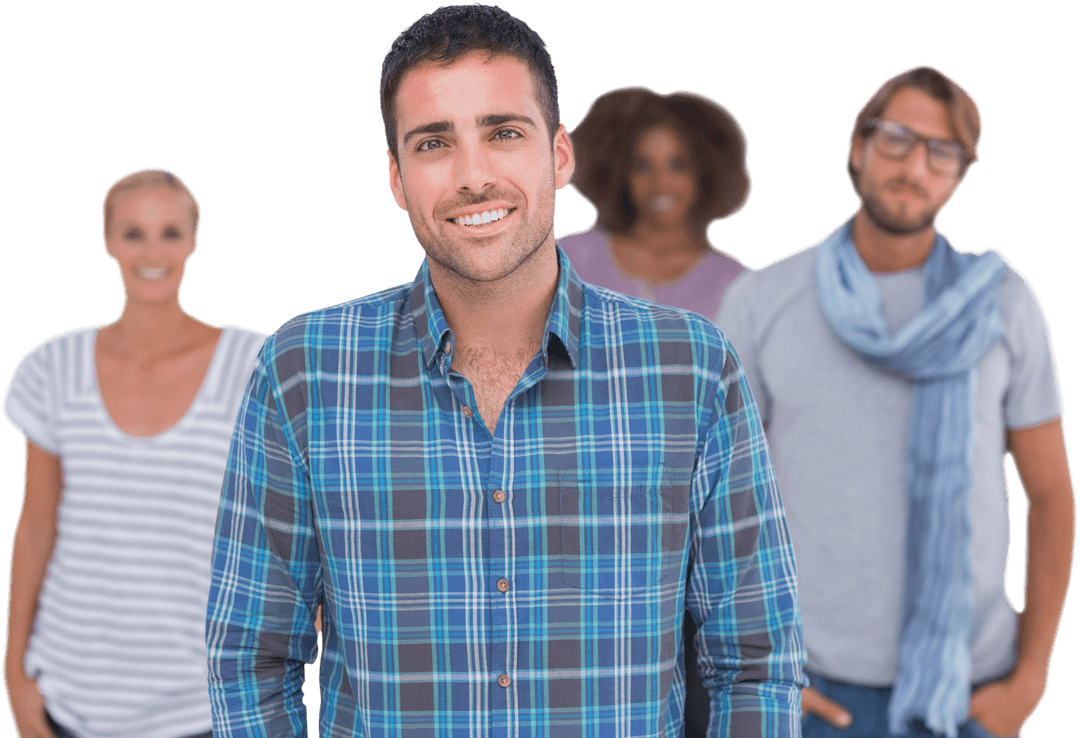 Transparent Diverse Group of Smiling People Highlighting Fashion