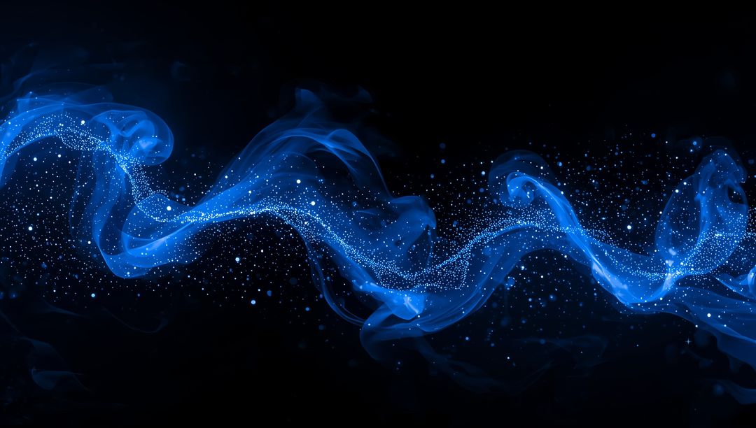 Swirling Blue Accentuated Particles in Digital Void