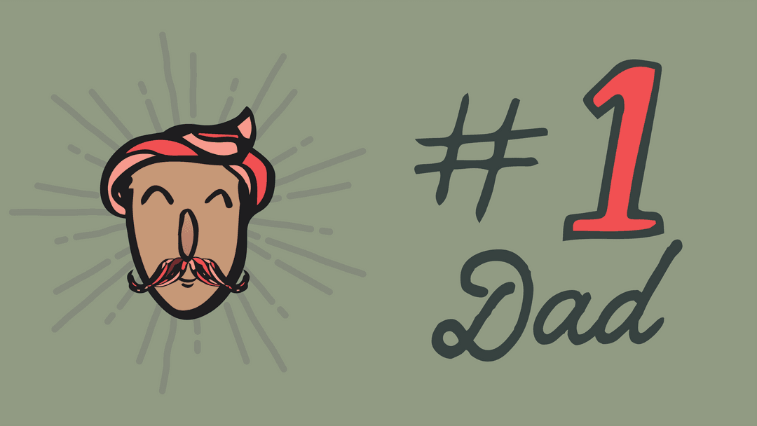 Transparent Number 1 Dad Illustration on Green Background