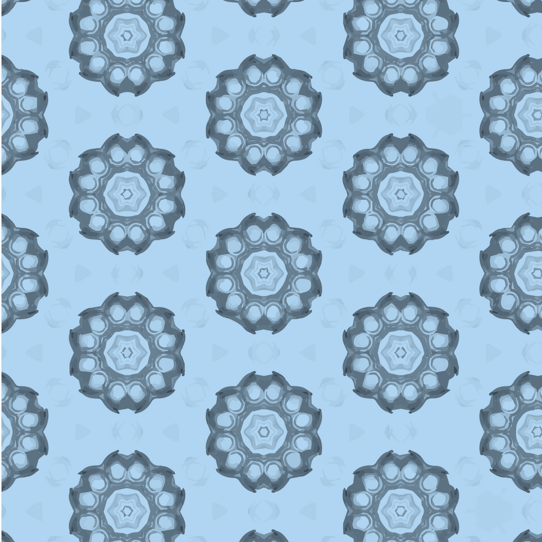 Seamless Blue Floral Design with Transparent Background
