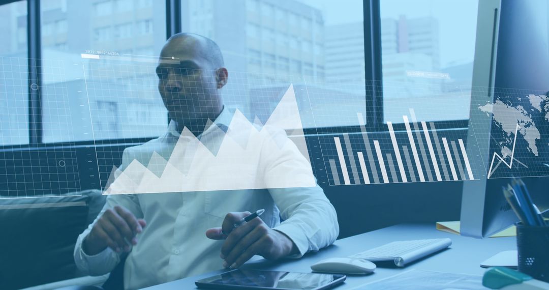 Thoughtful Businessman Analyzing Digital Financial Data